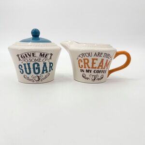 Cracker Barrel Ceramic Cream and Sugar Set, Country Kitchen‎ Decor, 1c & 16oz